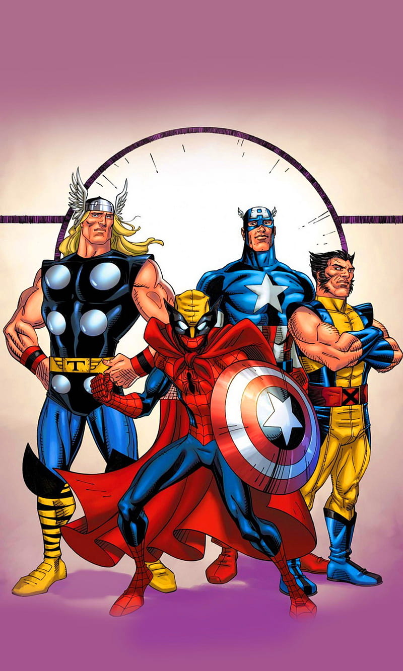 The Avengers, cartoon, marvel, super heroes, HD phone wallpaper | Peakpx