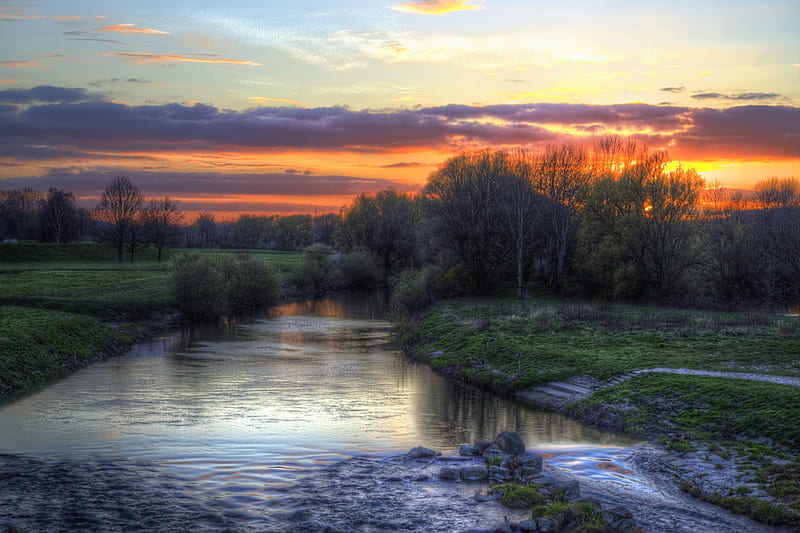 Earth, River, Cloud, Germany, Sunset, HD wallpaper