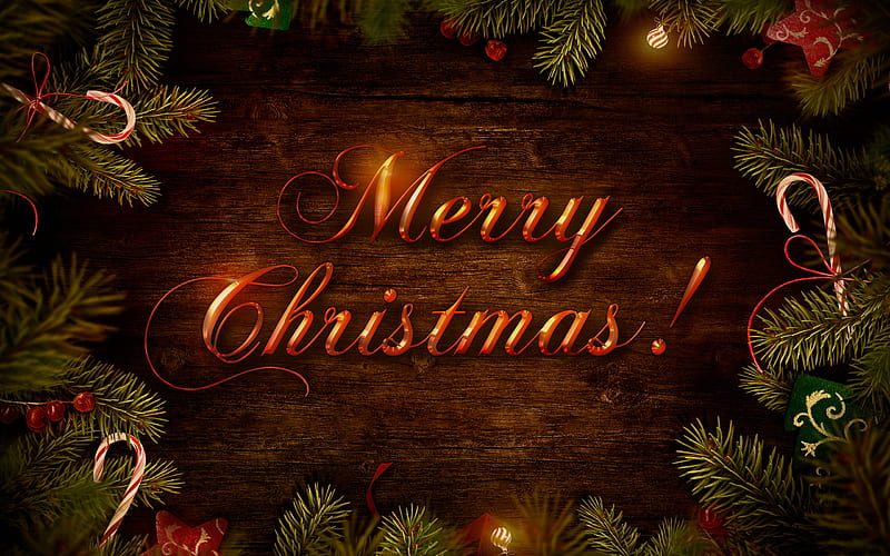 Merry Christmas, christmas tree, Happy New Year, wooden background, fir-tree, christmas, xmas, merry xmas, HD wallpaper