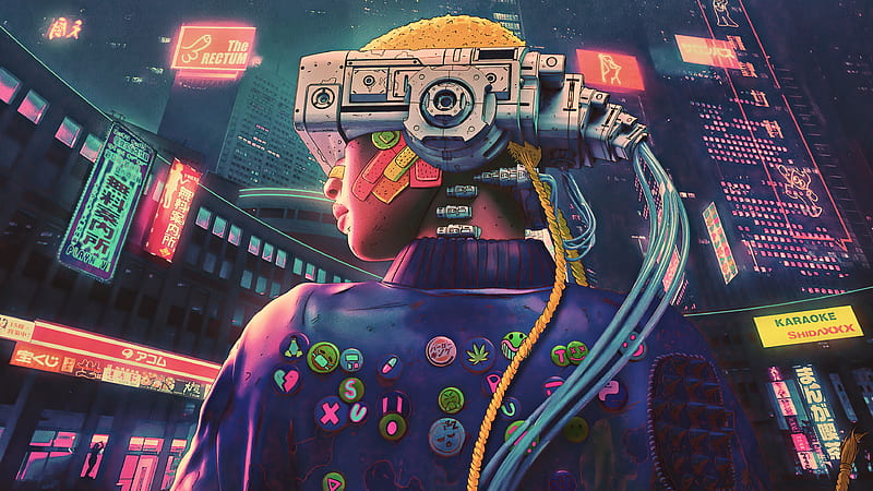 Cyberpunk Futuristic VR Girl, HD wallpaper