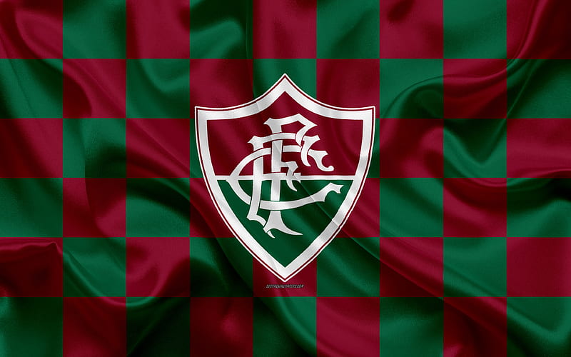 Fluminense FC logo, creative art, burgundy green checkered flag, Brazilian football club, Serie A, emblem, silk texture, Rio de Janeiro, Brazil, HD wallpaper
