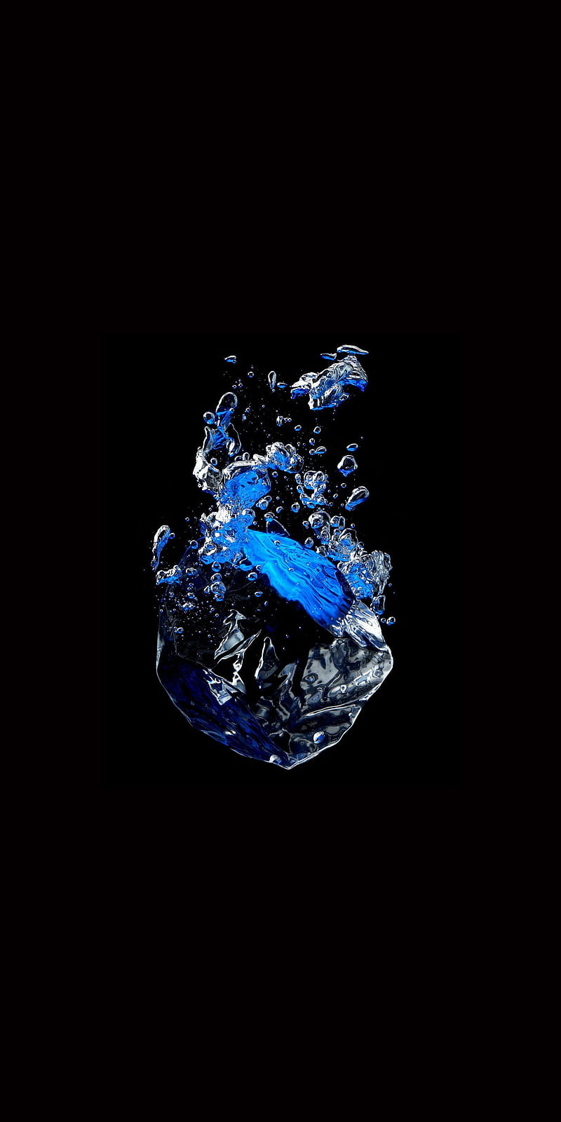 Submerge, amoled, black, blue, dark, drops, pure, water, HD phone wallpaper
