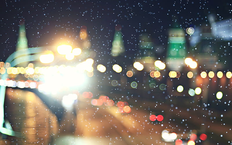 Moscow bokeh, cityscapes, Russia, nightscapes, HD wallpaper