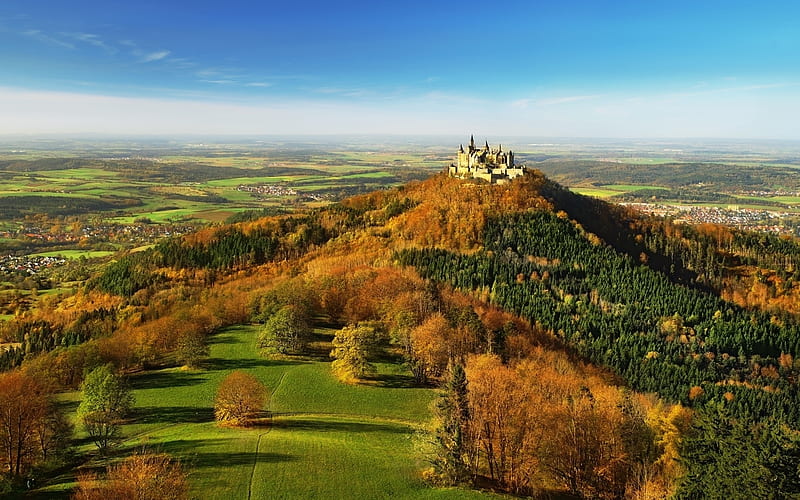Hohenzollern Castle, Germany, Hohenzollern, castle, Germany, landscape, panorama, HD wallpaper
