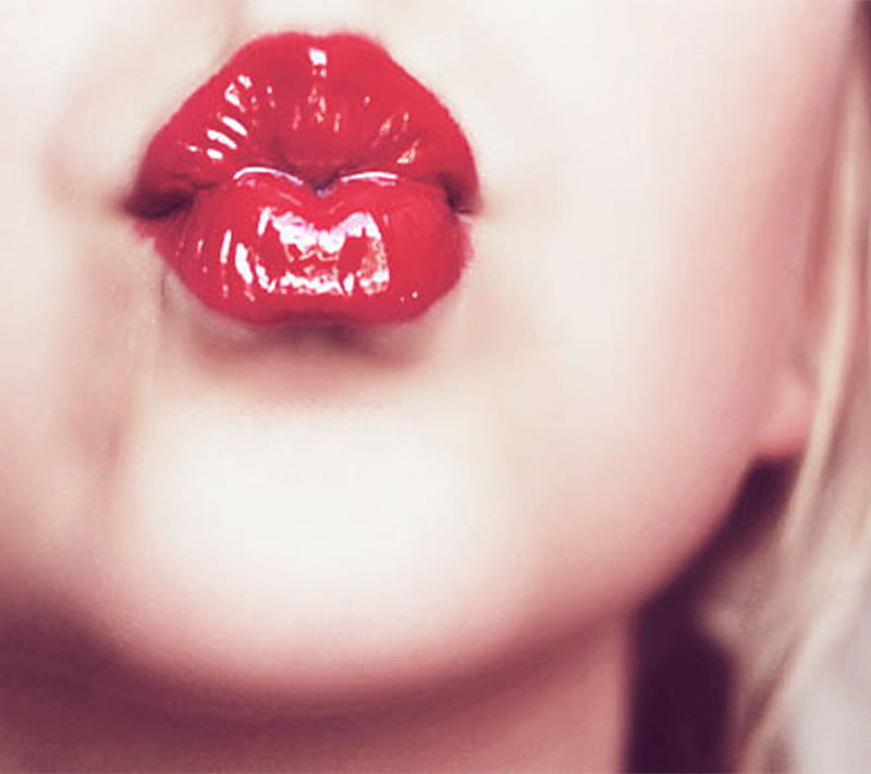 Lips, red, HD wallpaper