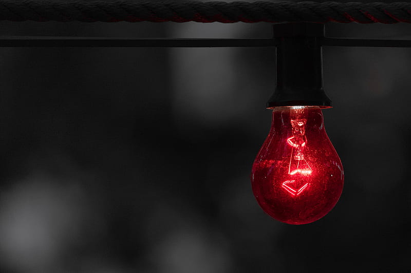 red light bulb, rope, electricity, HD wallpaper