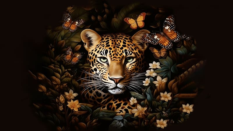 Tiger in the Bush - , Tiger, dark, butterfly, bush, flowers, nature, HD wallpaper