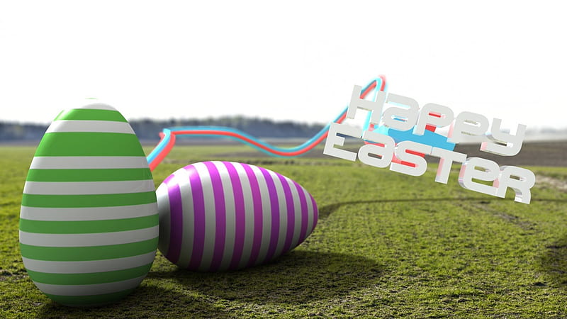 Happy Easter, easter, eges, green, grass, HD wallpaper