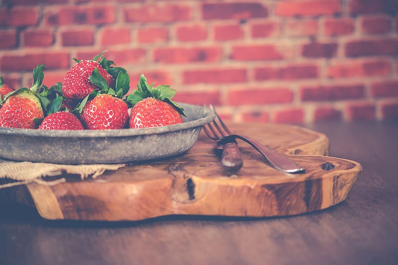 strawberries, berries, bowl, food, fresh, HD wallpaper
