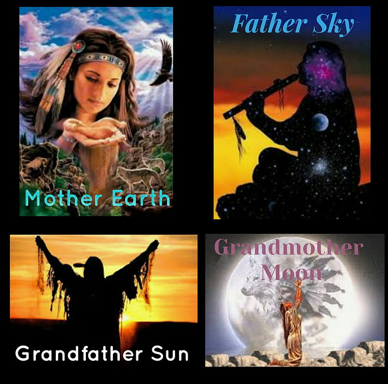 Native American , cherokee indian, father sky, grandfather sun, grandmother moon, mother earth, native american, HD wallpaper