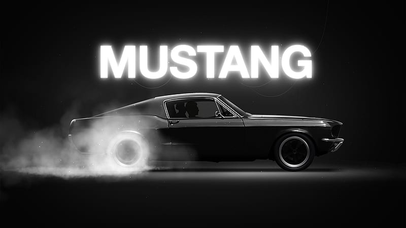 ford mustang, black, smoke, monochrome, muscle cars, Vehicle, HD wallpaper