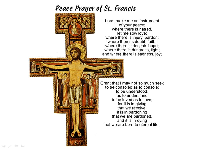 Peace prayer by Saint Francis, christianity, peace, religion, saint francis, prayer, cross, god, HD wallpaper