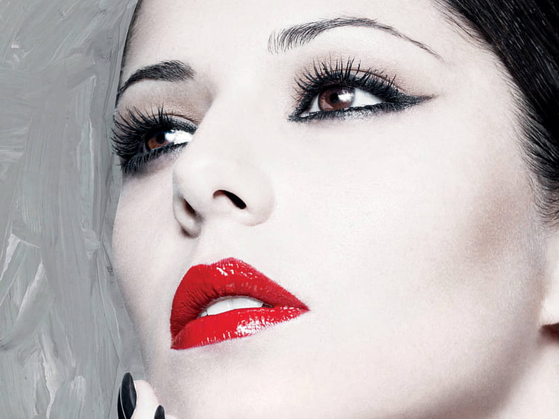 Cheryl Cole Red Lip, red, cheryl cole, female, lip, singer, HD wallpaper