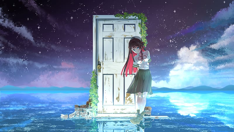 Sparrow Door LockSuzumes Locking Up, anime-girl, anime, artist, artwork, digital-art, HD wallpaper