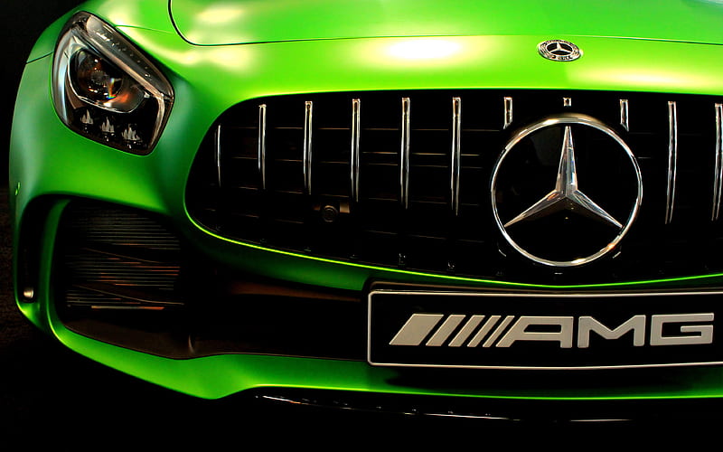 Mercedes-AMG GT R front view, headlights, 2018 cars, close-up, Mercedes, HD wallpaper