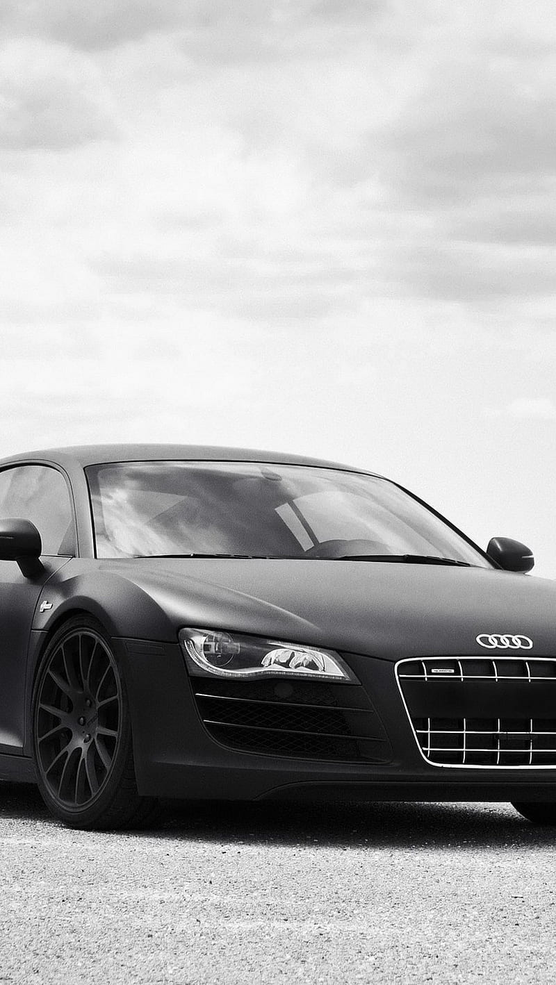 Audi R8, black, car, headlights, rims, white, HD phone wallpaper | Peakpx