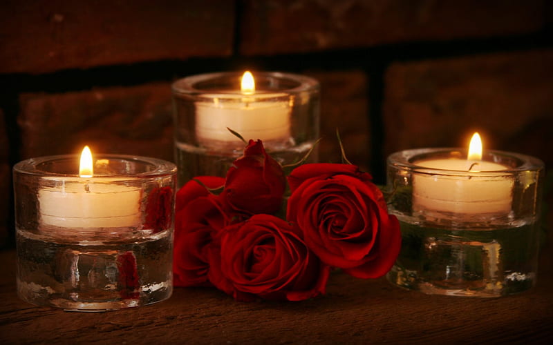 Red Roses And Candles, with love, red roses, red, pretty, rose, candlelight, bonito, lights, red rose, still life, graphy, flowers, beauty, for you, light, valentines day, candle, lovely, romantic, romance, roses, candles, nature, HD wallpaper