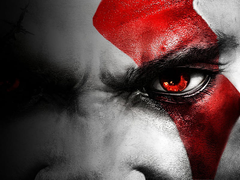 Fury In My Eyes, blood, god of war, gow, kill, kratos, playstation, ps3, HD wallpaper