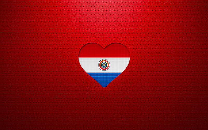 I Love Paraguay South American countries, red dotted background, Paraguayan flag heart, Paraguay, favorite countries, Love Paraguay, Paraguayan flag, HD wallpaper