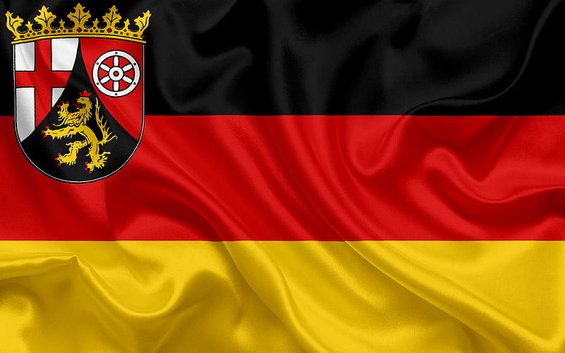 Flag of Rhineland Palatinate, Land of Germany, flags of German Lands, Rhineland Palatinate, States of Germany, silk flag, Federal Republic of Germany, HD wallpaper