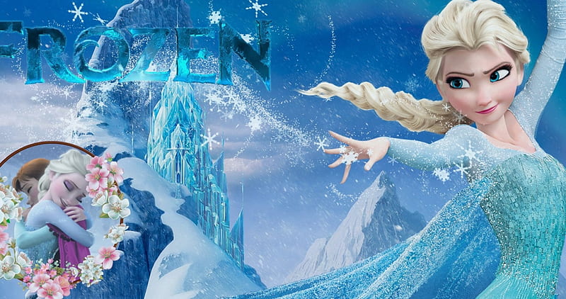 Frozen and the power of love, Snow Queen, Disney, Cute, Anna, Cartoon, Snow, Frozen, Blue, Girly, Elsa, HD wallpaper