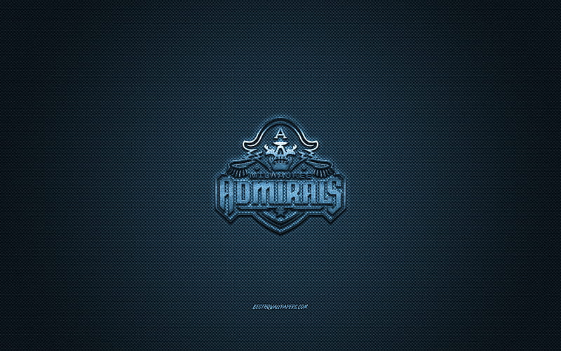 Milwaukee Admirals, American hockey club, AHL, blue logo, blue carbon fiber background, hockey, Milwaukee, Wisconsin, USA, Milwaukee Admirals logo, HD wallpaper