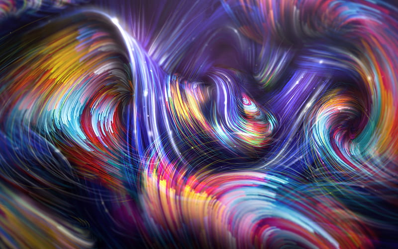 colorful waves, abstract waves, curves, creative, geometry, 3d art, HD wallpaper