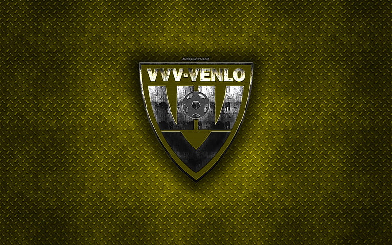 VVV-Venlo, Dutch football club, yellow metal texture, metal logo, emblem, Venlo, Netherlands, Eredivisie, Premier Division, creative art, football, Venlo FC, HD wallpaper