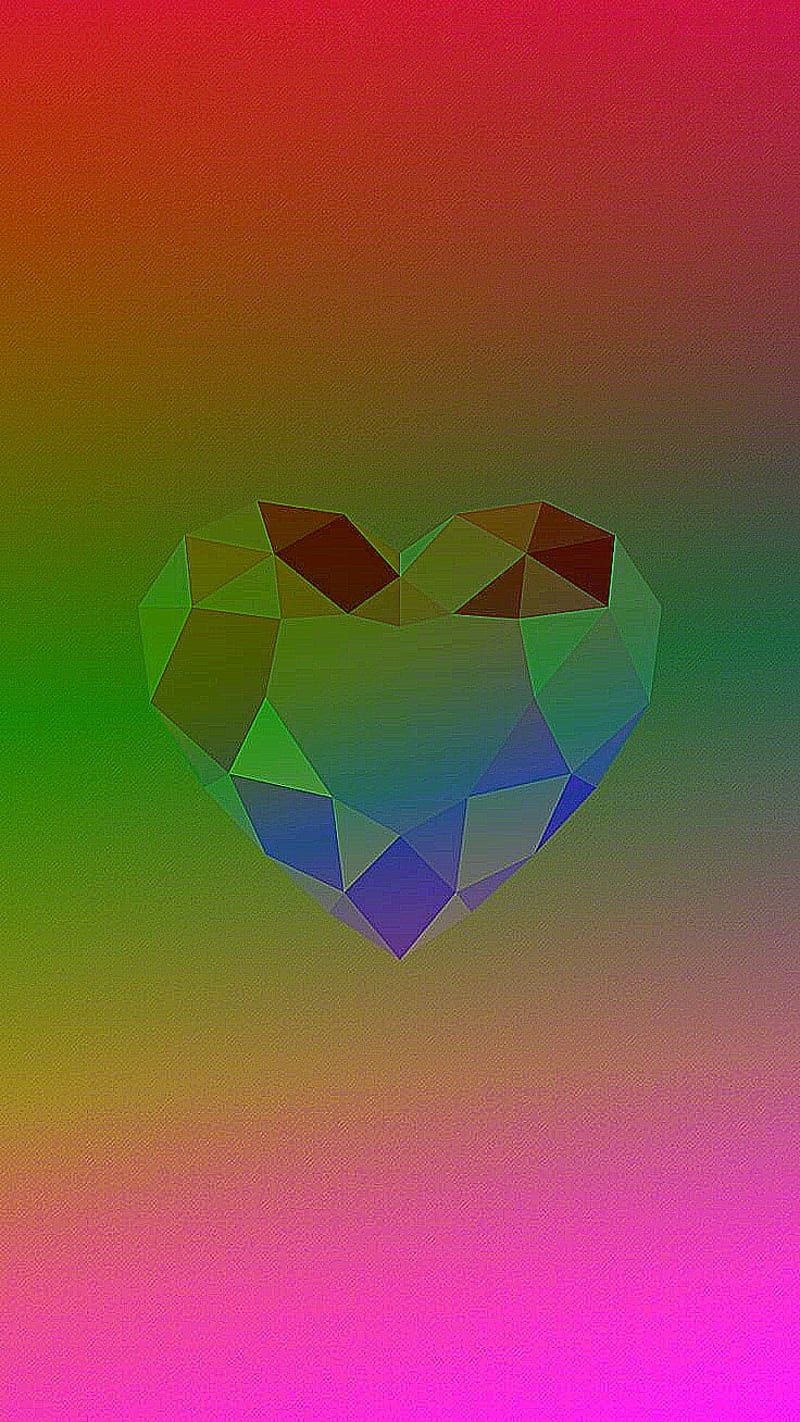 Rainbow Gem, colorful, colors, diamond, fade, gemstone, gradient, heart, jewel, HD phone wallpaper