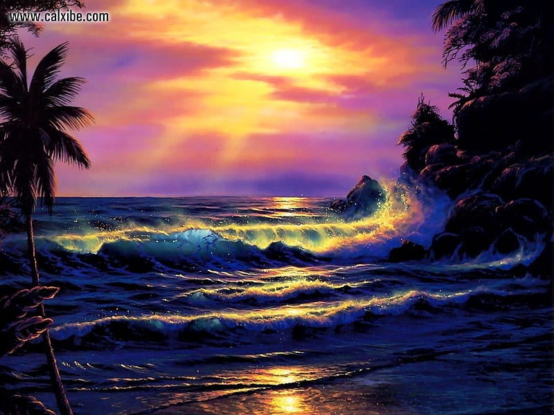 Christian Lassen - 'Purple Sunset', Art, Christian Lassen Artwork, Christian Lassen Art, Christian Lassen, Artwork, HD wallpaper
