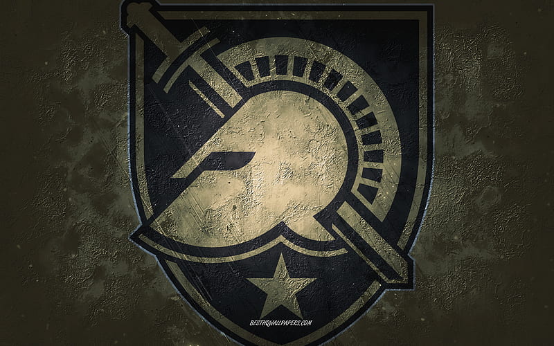 Army Black Knights, American football team, gold background, Army Black Knights logo, grunge art, NCAA, American football, USA, Army Black Knights emblem, HD wallpaper