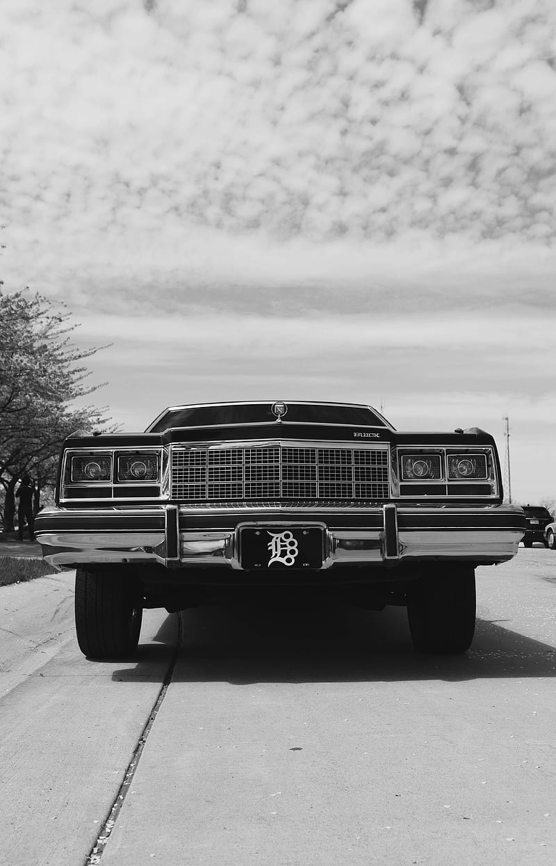 buick electra, buick, car, retro, bw, front view, HD phone wallpaper