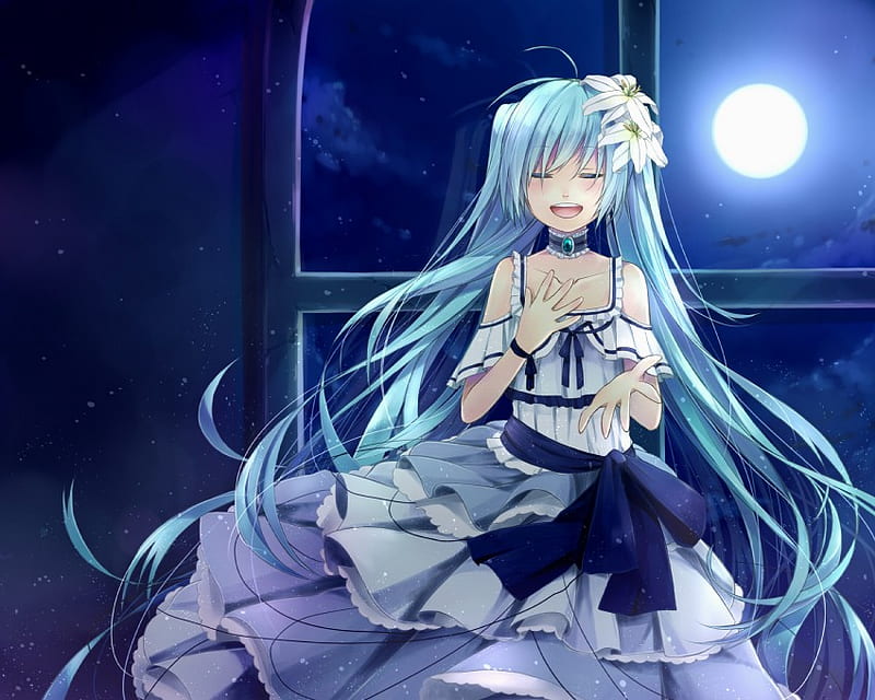 Cantando a la luz de la luna, vocaloid, miku, cabello azul, anime, Fondo de pantalla HD | Peakpx Cantando a la luz de la luna, vocaloid, miku, cabello azul, anime, Fondo de pantalla HD | Peakpx