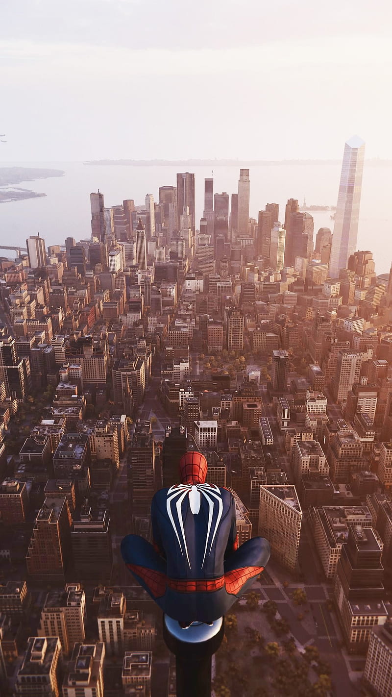 Spiderman, spider-man, spiderman ps4, videojuegos, playstation, new york, HD phone wallpaper