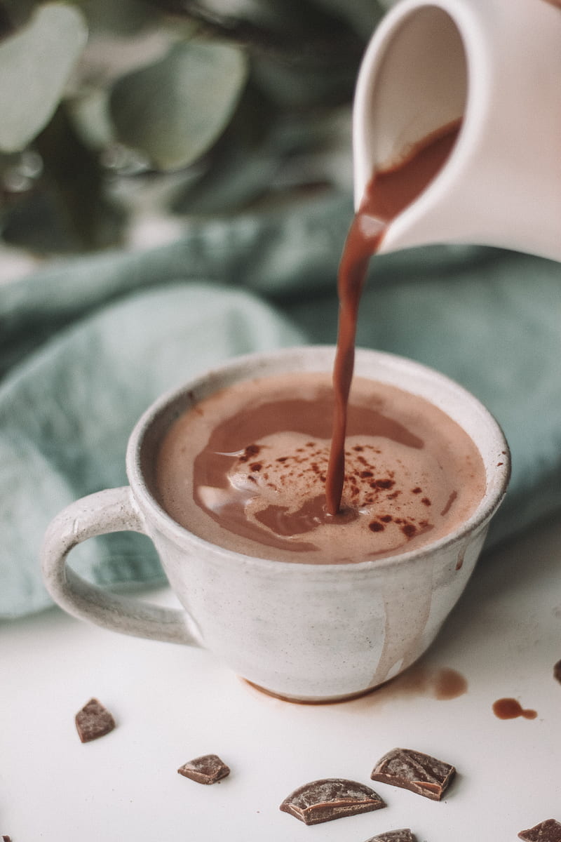 chocolate coffee pouring in white mug, HD phone wallpaper