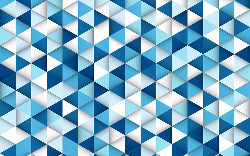 blue mosaic abstraction, blue abstraction background, triangles background, retro blue background, abstraction background, mosaic, HD wallpaper