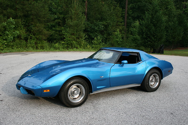 '77 Vette, corvette, chevy, 1977, antique, chevrolet, car, 77, classic, esports, blue, HD wallpaper