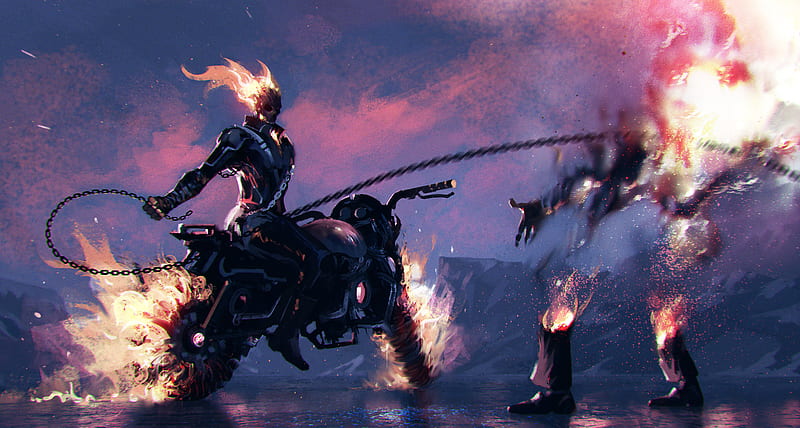 Ghost Rider Artwork, ghost-rider, artwork, artist, digital-art, artstation, HD wallpaper