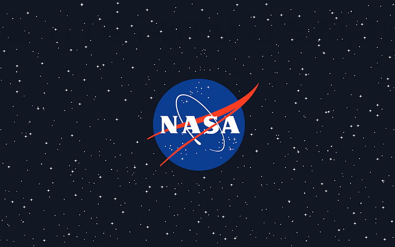 NASA logo, sky with stars, blue background, NASA, National Aeronautics and Space Administration, NASA emblem, HD wallpaper