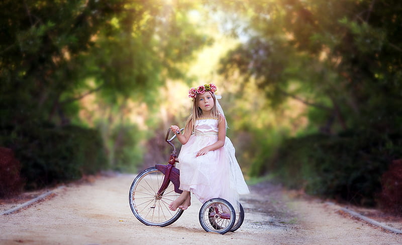 little girl, pretty, adorable, play, sightly, sweet, nice, beauty, face, child, bonny, lovely, pure, blonde, baby, set, cute, feet, white, Hair, little, bicycle, Nexus, bonito, dainty, kid, graphy, fair, people, pink, Belle, comely, tree, girl, nature, princess, childhood, HD wallpaper