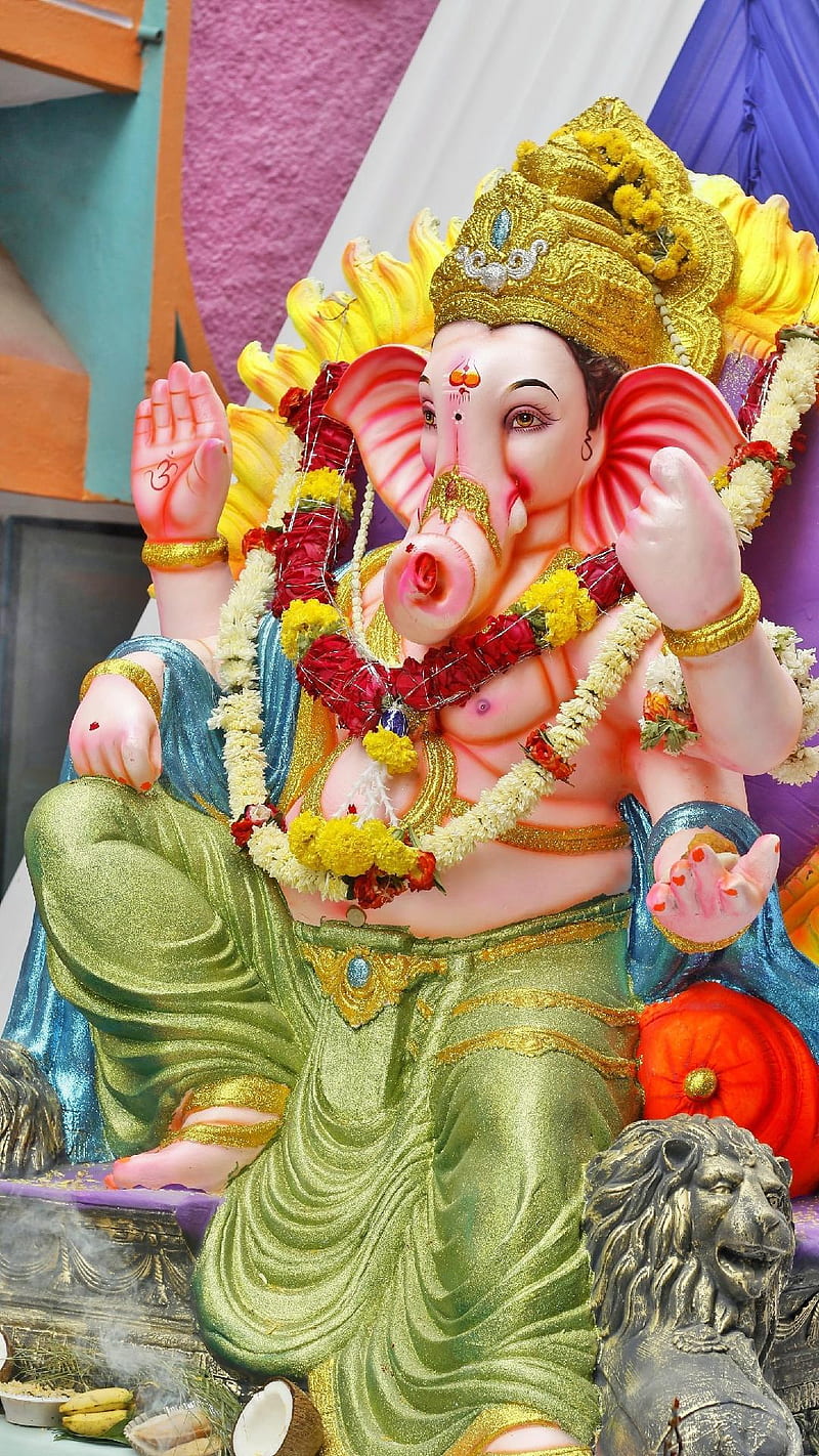 Shree Ganesha, ganesh, god, lord, painting, shreeganesha, spritual, HD phone wallpaper