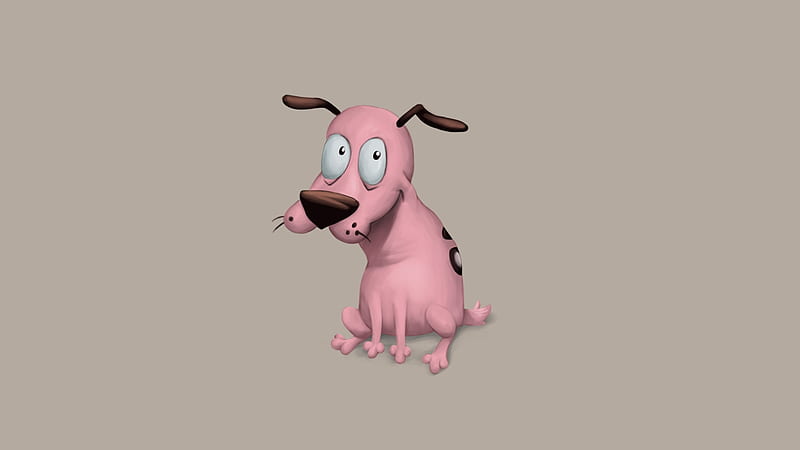 Courage the cowardly dog, cowardly, caine, courage, minimalism, pink, dog, animal, HD wallpaper