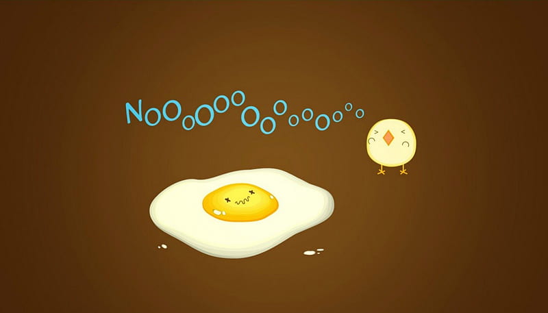 You eat what you touch, art, no, brown, chicken, yellow, word, egg, bird, funny, white, blue, HD wallpaper