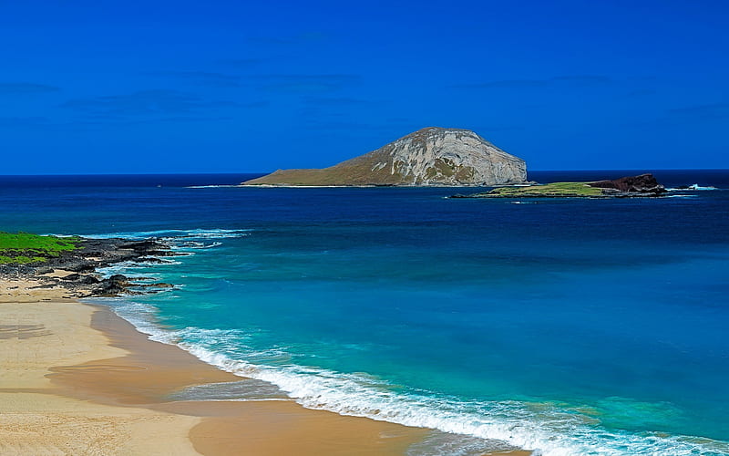 Oahu Island, Pacific Ocean, beach, coast, Hawaii, USA, HD wallpaper