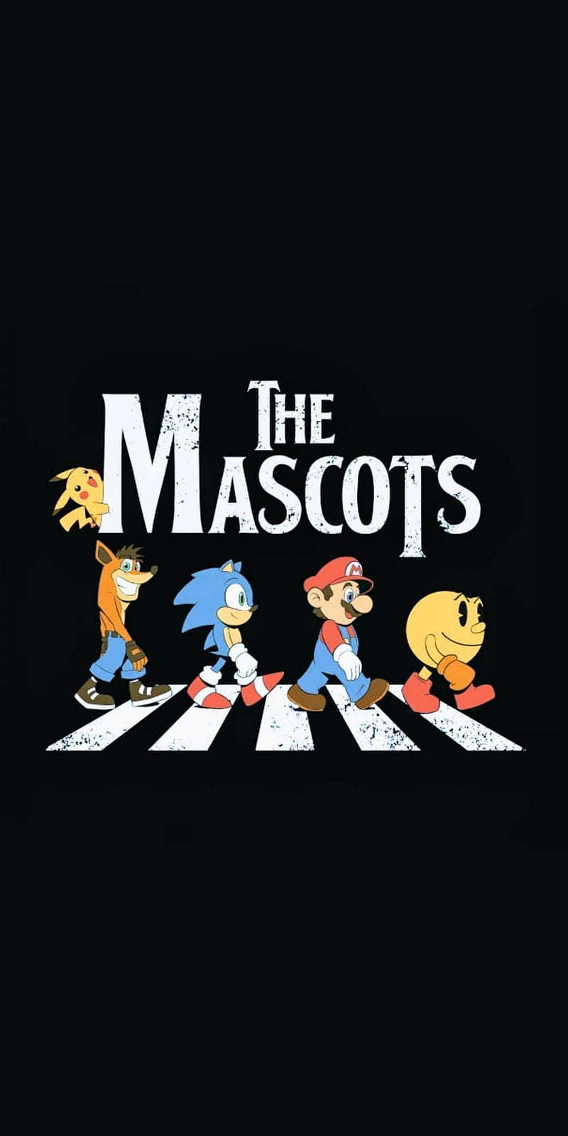 The Mascots, crash bandicoot, mario, pac-man, pikachu, sonic, HD phone wallpaper