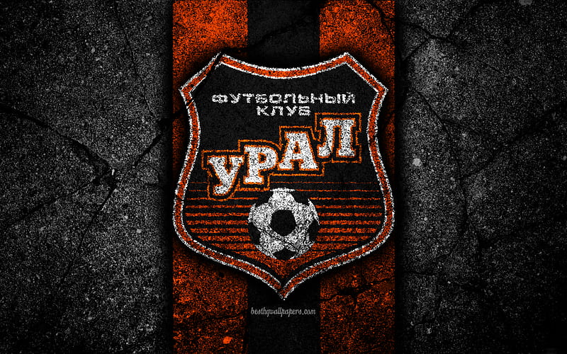 Ural FC logo, Russian Premier League, black stone, football club, Russia, Ural, asphalt texture, soccer, football, FC Ural, HD wallpaper