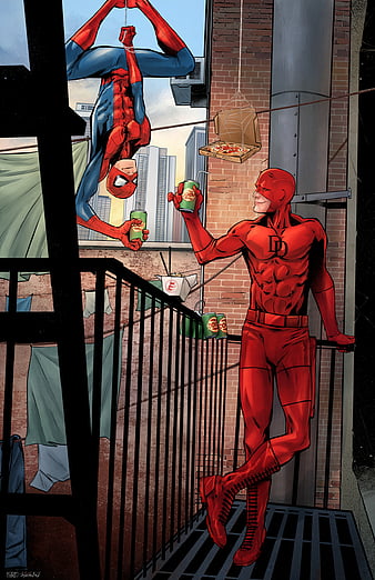 Spidey and Daredevil, spiderman, marvel comics, marvel, spider, man, HD phone wallpaper