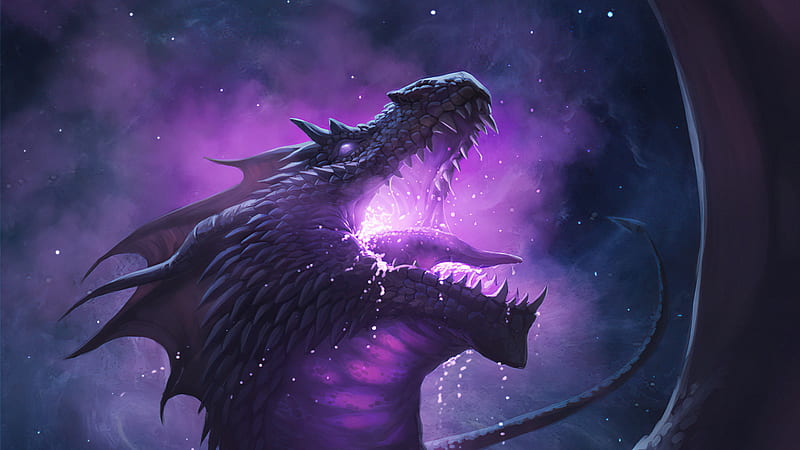 Dragon In Purple Background Dragon, HD wallpaper