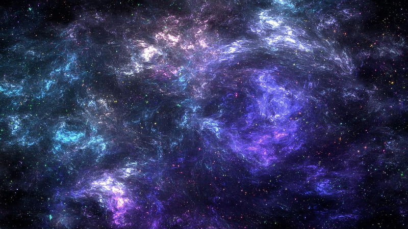 Blue Purple Galaxy Stars Nebulae Clusters Space Space, HD wallpaper