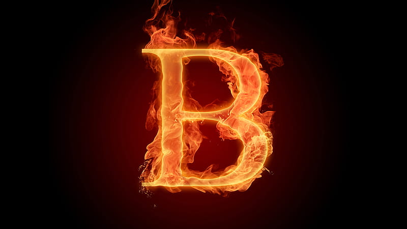 B Fiery English Alphabet Letter Black Background B Letter, HD wallpaper